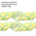 Cinta de Pascua con limones amarillos y flores, 6cm de ancho para decorar regalos - Estilo Lirio Amarillo