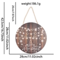 Targa natalizia rustica in legno marrone con albero bianco e motivi di fiocchi di neve - Stile Catena Luminosa Lettera Fiocco di Neve (Luminoso)