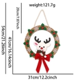 Panneau de porte de Noël en bois avec renne et flocons, dimensions de 54x31 cm - Style Renne Flocon Baies
