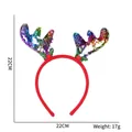 Rotes Rentier-Geweih-Haarreif mit Pailletten und Beeren, Größe 22 cm, Gewicht 17 g - Weihnachts-Stirnband / Bunte Pailletten-Rentierohren