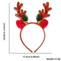 Glitzernder roter Rentier-Geweih-Haarreif mit grünen Tannennadeln und goldenen Glocken - Weihnachts-Stirnband / Rotes Rentiergeweih Glocken Stirnband