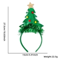 Christmas tree headband with tinsel and pom poms, size 27.5x15cm, weight 22.5g - Green Star Christmas Tree with Foil