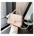 Schicke beige Umhängetasche mit goldener Hardware und Griff für Damen - Gebrochenes Weiß