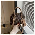 Classic dome handbag with monogram pattern featuring a matching mini hanging coin purse - Khaki