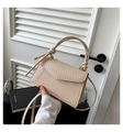 Elegante borsa beige a tracolla in pelle testurizzata con manico a nodo alla moda - Bianco Sporco