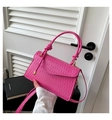 Piccola borsa a tracolla quadrata rosa acceso con trame plissettate di moda - Rosa