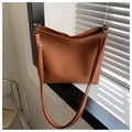 Brown lychee grain leather tote bag with adjustable shoulder strap and silver hardware - Brown