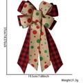 Large red and black buffalo plaid Christmas bow with festive glitter polka dots 37x19.5cm - Red Black Plaid Polka Dot Bow
