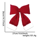 Large red velvet Christmas bow with white plush trim, 36cm x 27cm tree ornament - Size 2 Plump Bow with White Edge
