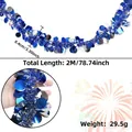 Ghirlanda di 2M blu e argento con cerchi metallici per decorazioni festive di feste - Tinsel Disco Blu Argento / Circa 2m di lunghezza