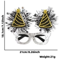 Gafas de fiesta con purpurina plateada 2026 con flecos y decoraciones de estrellas - Gafas de Año Nuevo / Gafas de Año Nuevo con Sombrero de Estrella