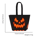 Detailed size chart for Halloween felt pumpkin bag showing 21cm height and 15cm width - Orange Devil Face Style