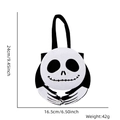 Detailed dimensions of the Halloween felt skull candy bag showing height and width - Devil Hug Style