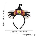 Cerchietto Halloween con fiocco zucca, cappello da strega e orecchie, 22,9x22,5cm - Cerchietto Festa Halloween / Pipistrello Strega Fiocco Paillettes
