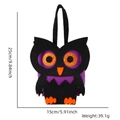 Detailed size chart of the owl-shaped felt Halloween candy bag with purple glitter accents - Owl Style