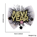 Pince à cheveux de Nouvel An pour animaux avec nœud en résille noire et étoiles dorées - Lettres NEW YEAR