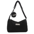 Borsa a tracolla in velluto nero con piccolo portamonete rotondo e marchio FANYISSA - Nero