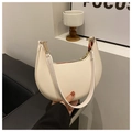 Chic crescent-shaped underarm bag in cream faux leather with gold-tone hardware - White