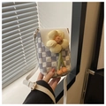 Mini crossbody telefoontasje met blauwe ruitjes en een grote gele bloem decoratie - Wit