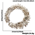 Golden holly leaf Christmas garland, 7.5m length and 21cm diameter hanging wreath decoration - Champagne Gold Berry Leaf Wire