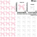 Detail of 40pcs pink and white satin bows in two sizes for party DIY decorations - Mini Bowknot Necklace / Pink White