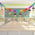 Striscione colorato in carta a nido d'ape con simpatici studenti per decorare l'aula - Stile Bambini Cartone Animato (HY-LUZLH-03)