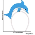 Blue felt dolphin headband party prop for kids with white fabric-wrapped frame - Blue Dolphin Headband