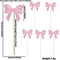 Cinq décorations de cupcakes en forme de nœud rose pailleté pour gâteaux de fête de filles - Nœud Rose Pailleté (Style B)