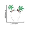 Diadema navideña con copos de nieve verdes brillantes y pompones para niños - Diadema de Copo de Nieve Verde
