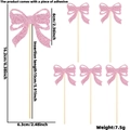 Lot de 6 décorations de gâteau nœud rose pailleté pour la fête des mères - Nœud Rose Pailleté (Style C)