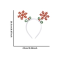 Diadema navideña blanca con grandes copos de nieve rojos brillantes y lazos verdes - Diadema de Copo de Nieve Roja