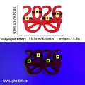 Fluorescent 2026 New Year party glasses in red with UV glowing effect for celebrations - 2026 Belt Style Eyeglasses