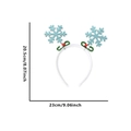 Diadema de Navidad con copos de nieve azul claro brillantes y pompones rojos decor - Diadema de Copo de Nieve Azul Claro