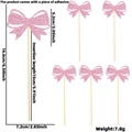 Lot de cake toppers nœuds rose pailleté pour anniversaire avec dimensions et mesures - Nœud Rose Pailleté (Style D)