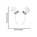 Diadema navideña de copos de nieve con pompones rojos y verdes para fiestas - Diadema de Copo de Nieve Blanca
