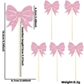 Lot de 6 décorations de gâteau nœud rose pailleté pour fête de la fête des mères - Style Rose Pailleté E