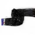 Glossy black tinsel curtain garland with festive Christmas ornament header packaging - One Piece Per Card / 1m*18cm / Black