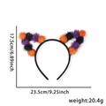 Halloween cat ear headband with colorful pom poms and party costume dimensions - Orange Purple Black Pom Pom Cat Ears