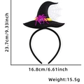 Halloween headband with black sequined witch hat and purple spider decoration with dimensions - Purple Spider Witch Hat Headband