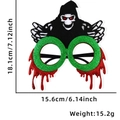 Halloween party glasses with green frames, red blood drip, and reaper motif measuring 7.12 inch - Devil Bloody Eyeball Glasses Frame