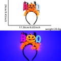 Glow-in-the-dark Halloween BOO headband with neon tinsel and pumpkin detail dimensions - BOO Pumpkin Ghost Hand Style