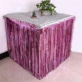 Pink purple metallic fringe table skirt for Halloween party and festive decoration - Fine Fringe Table Skirt / Pink