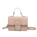 Elegant light pink square handbag with top handle and adjustable shoulder strap - Pink