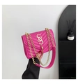 Chic magenta quilted crossbody bag with gold chain strap and stylish metal tassels - Rose Red