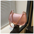 Elegante borsa hobo rosa chiaro in pelle PU opaca con dettagli in metallo dorato - Rosa