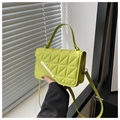 Quilted lime green crossbody bag with gold hardware and stylish top handle design - Green