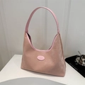Borsa tote grande in camoscio rosa da donna con elegante tracolla in pelle - Rosa