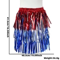 Independence Day three-layer fringe skirt in red, silver, and blue metallic tinsel foil - Tinsel Tassel Skirt