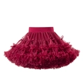 Dettaglio della gonna tutu rosso vino multistrato con fiocco di raso e strati di tulle - 100cm / Borgogna