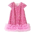 Ärmelloses rosa Pailletten-Partykleid für Mädchen mit flauschigem Tüll-Stufenrock - 90cm / Rosa